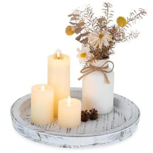 Romadedi Bandeja decorativa redonda de madera – Platos de m…