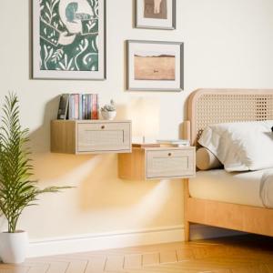 Ztexkee Juego de 2 Mesita de Noche Flotante Mesilla de Noch…