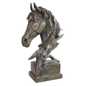 Esculturas Estatua de cabeza de caballo de bronce, cabeza d…