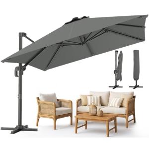 VOUNOT® Parasol Excéntrico Cuadrado 3x3M, Sombrilla Jardín…