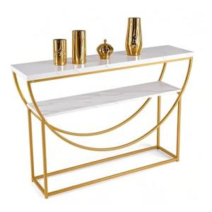 LIFEZEAL Mesa Auxiliar de Entrada, Mesa Consola Dorada, con…