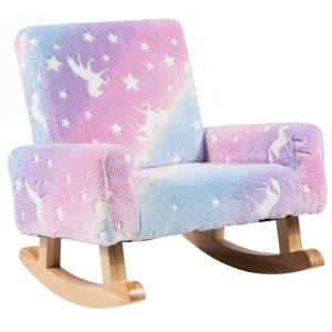 COSTWAY Silla Mecedora para Niños, Sillón Infantil Tapizado…