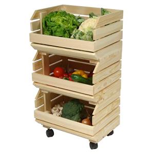 Juego de cajas apilables para verduras con ruedas, 3 cajas…