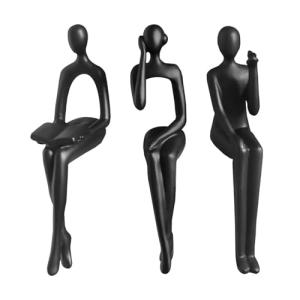 BONJUME Estatuas De Pensador Negro, 3PCS Escultura De Pensa…