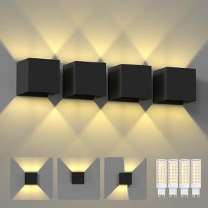 4 Piezas Aplique Exterior Pared 7W Lámpara Led, Con Haz de…