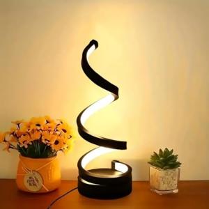 Lámpara de mesa LED en espiral para dormitorio, luz de escr…