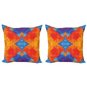 ABAKUHAUS Abstracto Set de 2 Fundas para Cojín, Azul Naranj…