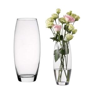 TRESV Jarrón de Flores de Cristal, Florero abombado de Vidr…