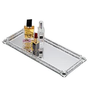 BTSKY Bandeja de cristal con espejo de 35 x 15 cm con marco…