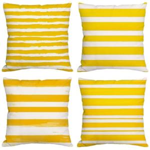 Fundas Cojines 80x80 cm Juego de 4 Amarillo Cojines Exterio…