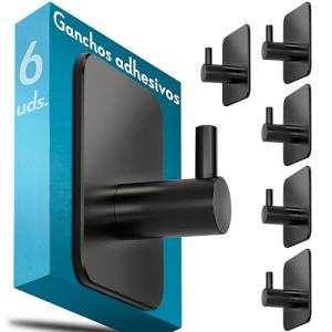 Menz Ganchos adhesivos para pared - set de 6, acero inox -…