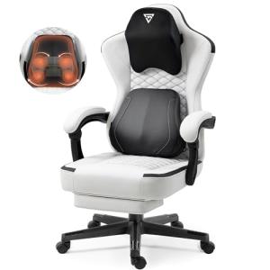 Vigosit Silla de gaming con soporte lumbar de masaje calent…