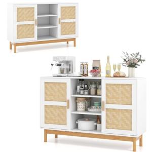 KOMFOTTEU Aparador de Cocina con Puertas Tejidas de Bambú,…