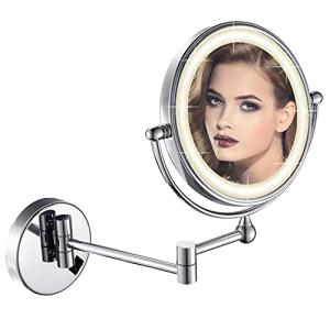 Dowry Espejo Maquillaje con Luz Pared Plata Espejo de Aumen…