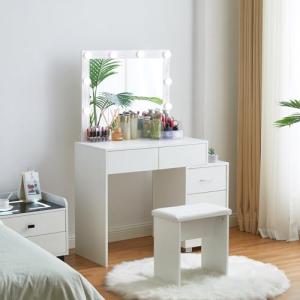 TUKAILAi Tocador con Espejo luz LED y Taburete, Tocador de…