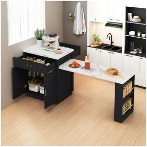 Wyibwy Isla de cocina con mesa de comedor extensible para 4…