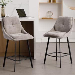 chairus Juego 2 de Taburetes Bar de Chenilla Sillas Altas C…