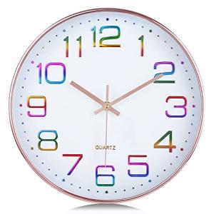 Lafocuse 30cm Reloj de Pared 3D Números Multicolor, Silenci…