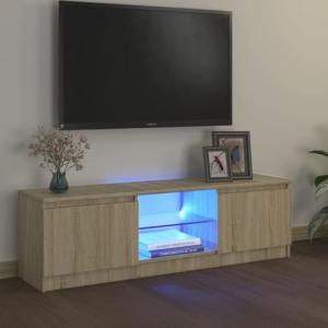HOMTAKIE - Mueble de TV con luces LED roble Sonoma 120x30x3…