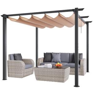 VEVOR Pérgola Retráctil para Exteriores de 3 x 3 x 2,3 m co…