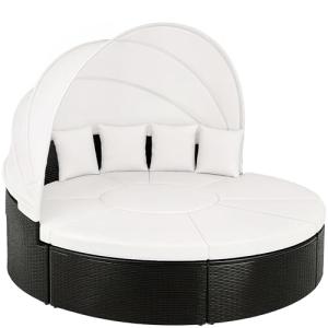 CASARIA® Cama Isla de Jardín XXL Ø230cm 2en1 Tumbona Polira…