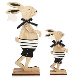 com-four® 2X Figura Decorativa con Soporte - Conejo de Pasc…