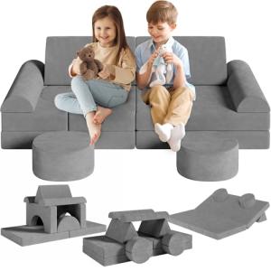 Sofá Modular para Niños, Sofá Infantil Convertible con 15PC…