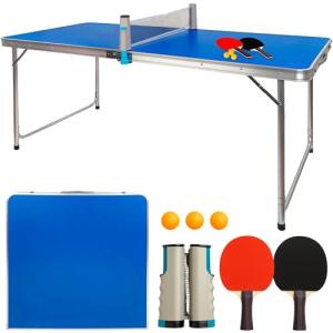 DEVESSPORT Pack Mini Mesa de Ping Pong Plegable | Mesa de C…