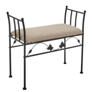 LOLAhome Banqueta pie de Cama de Metal Negra de 64x68x30 cm