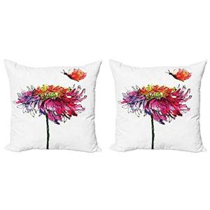 ABAKUHAUS Acuarela Set de 2 Fundas para Cojín, la Flor del…