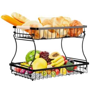 VINATO Frutero de 2 Niveles de Metal – Organizador Moderno…
