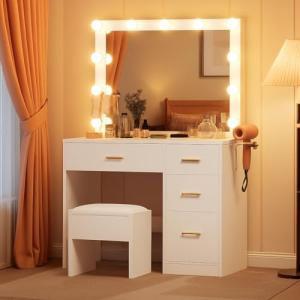 YITAHOME Tocador con Espejo, Mesa cosmética con 4 cajones,…