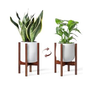 Bamworld Maceteros Con Pie De Madera De Mediados De Siglo -…