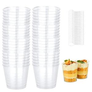 aghoer Paquete de 50 vasos de postre con 50 cucharas, 6,7 O…