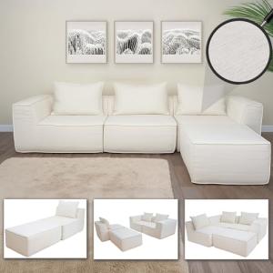 L-Sofa HWC-O54, sofá con otomana, ampliable modular derecha…
