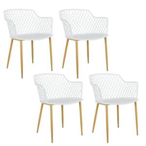 HOME DECO FACTORY Juego de 4 sillones Exteriores Malaga Bla…