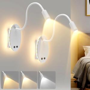ALLOMN Luz de lectura de pared, paquete de 2 lámparas LED r…