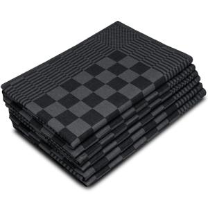 ZOLLNER 6 paños de Cocina a Cuadros, 65x65 cm, Negro, 100%…
