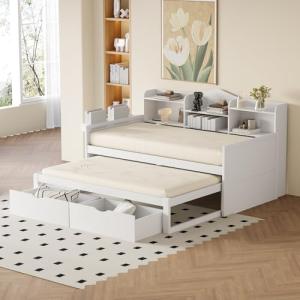 Moimhear Sofá cama 90 x 200, cama nido 90 x 190 con dos caj…