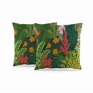 ggaimwf 50x50cm Juego de 2 Fundas de cojín Flores Hojas Pla…