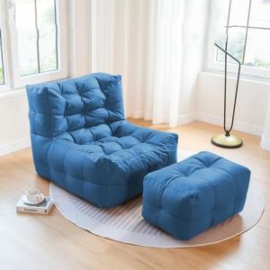 Sillón Tipo puf, otomana de Suelo con Funda de Piel de Prim…