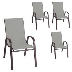 LOLAhome Pack de 4 sillas de jardín Neila de Acero y Textil…