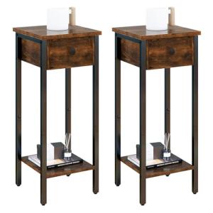 IBUYKE Juego de 2 mesitas de noche delgadas con cajón, mesa…