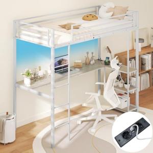 GOPLUS Cama Alta de Metal 90 x 200 CM, Litera Infantil con…
