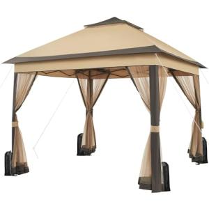 Yaheetech Carpa Plegable 3.3x3.3m Cenador Exteriores con 4…