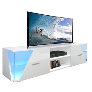 Dripex Mueble bajo para TV, con iluminación LED, color blan…