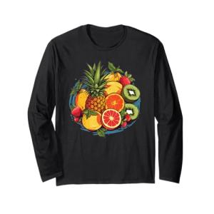 Colorido Piña Kiwi Naranja Fresa Frutero Bowl Manga Larga