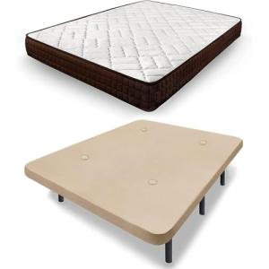 HOGAR24 ES - Cama Completa con Base Tapizada en Color Beige…