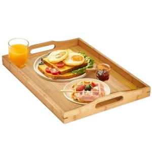 Yvttve Bandeja de Bambú para Servir con Asas, Bandeja Mader…