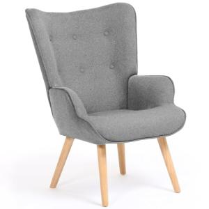 IDMarket Ivar - Sillón escandinavo de tela gris claro